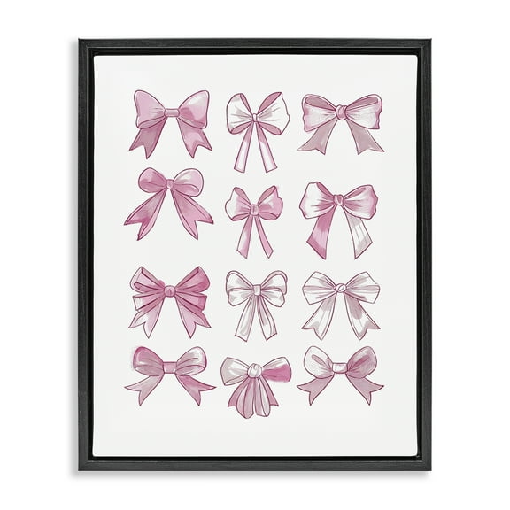 Stupell Industries Fabulous Bows Pattern Beauty & Fashion Painting Black Floater Framed Art Print Wall Art, 17 x 21