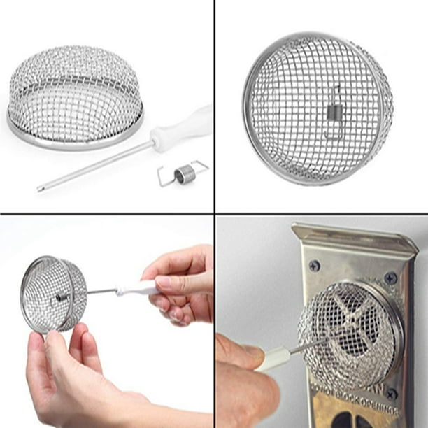 Grille de ventilation en argent avec écran anti-insectes