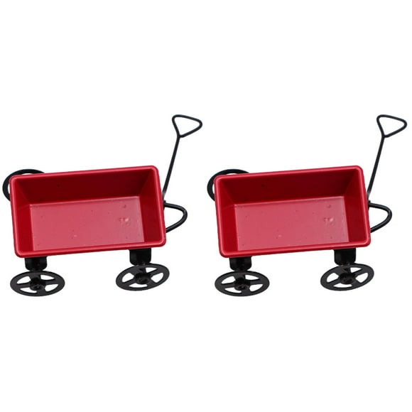 4 Pcs Stroller Wagon Dirt Bike Doll House Accessory Doll House Accessories Outdoor Wagon Decor Mini House Ornament Simulation Trailer Mini Trailer Props Toy Room Metal Shooting