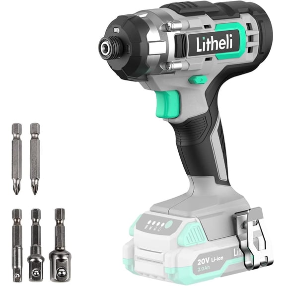 Litheli 20V Cordless Impact Driver, 1/4 Hex Impact Driver 1150 In-Lbs Torque, 3 Socket Adapters, 2 Driver Bits(Battery and Charger not Included)
