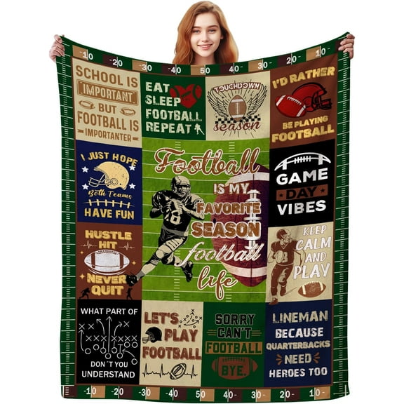 Football Blanket Gifts for Boys Men Football Lovers,Soft Warm Sport Football Blankets and Throws Outdoor,Unique Football Gifts for Football Lovers Football Team 60"x50"