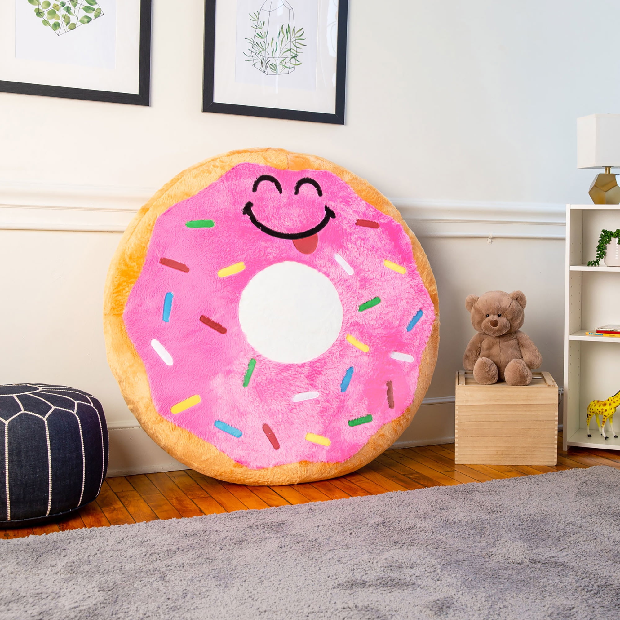 Good Banana Inflatable 16 x 16.5 Donut Floor Floatie/Pillow for Kids  Seating, Children 3+ years 