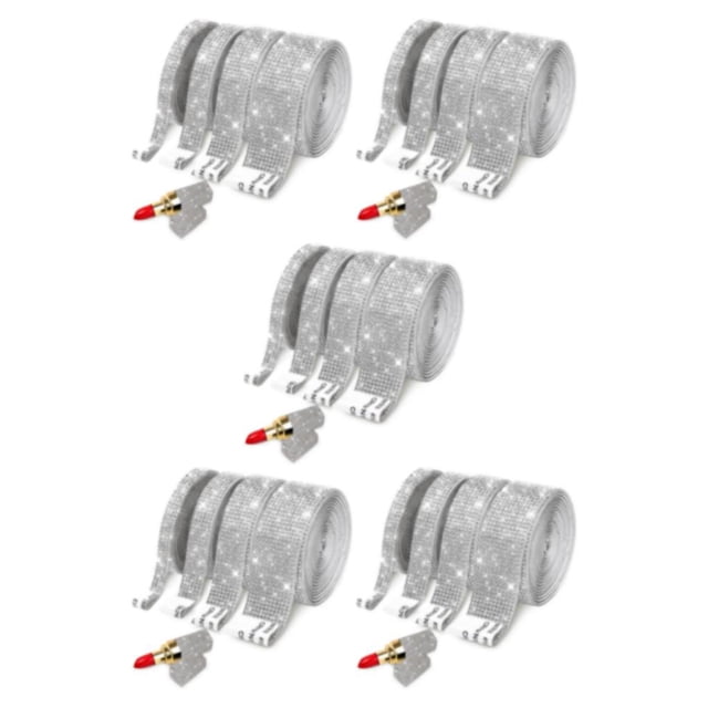 kurtrusly 4Roll Eye-catching Designs Self-adhesive Sticker Diamonds Ribbon Assorted Widths 5Set