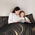 thumbnail image 2 of Feelyou Black Gold Stripes Queen Comforter Set, Modern Abstract Geometric Bedding Sets, Chic Minimalism Reversible Bedding Comforter Set, Luxury Bedroom Decor, 3 Pieces, 2 of 8
