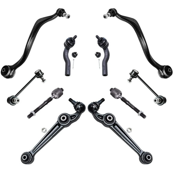 Detroit Axle - 10pc Front End Control Arms Kit for 03-08 Mazda 6, 4 Lower Control Arms Ball Joint 4 Tie Rods 2 Sway Bar Links 2003 2004 2005 2006 2007 2008 Replacement