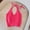 Hot Pink, variant on Children's Lace-Up Tank Top Girls Summer Trendy Solid Knitted Ultra Stretch Halter Neck Camisoles For Dance And Gymnastics Black 12-13 Years