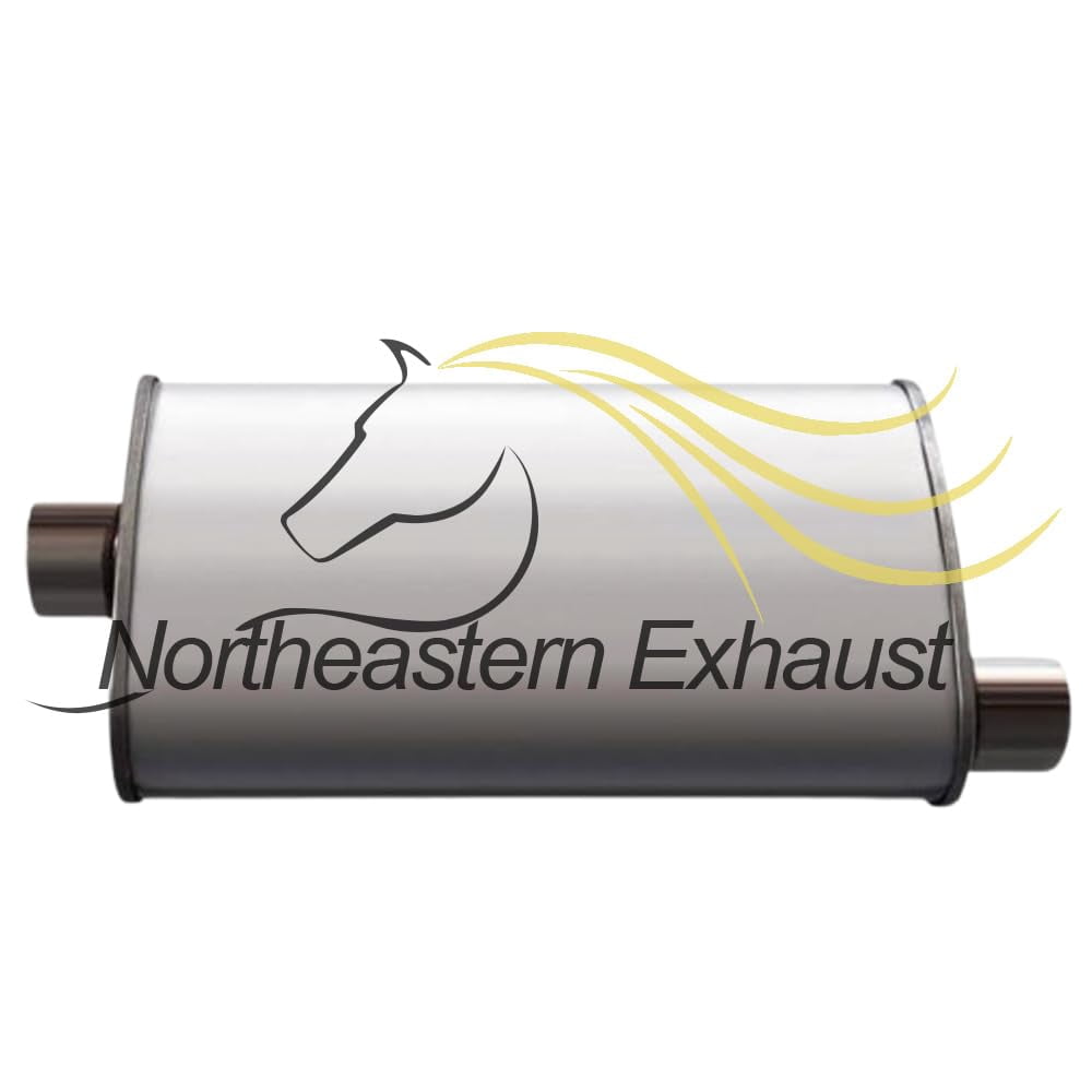 Northeastern Exhaust | Stainless Steel Muffler & Tail Pipe Exhaust System Kit Fits 1997-2000 Jeep Wrangler 2.5L & 4.0L SUV - Direct Fit