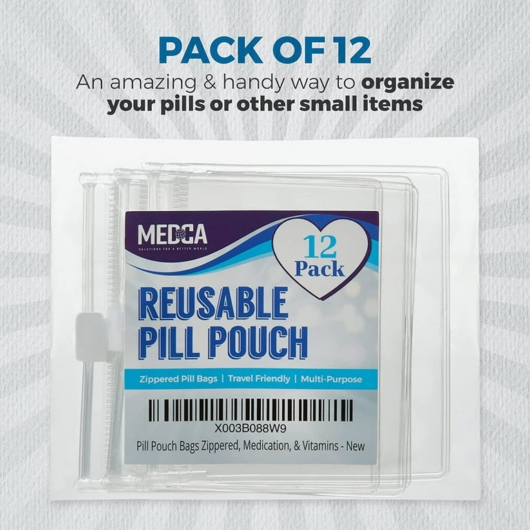Qweryboo 35 Pcs Pill Pouch Bags Zippered, Reusable Pill Pouch for Medicine  Bags Portable, Self Sealing Travel Pill Packets with Slide Lock Pill