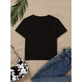 thumbnail image 2 of Girls' Navy Blue "DREAM" Letter Print T-Shirt - Soft & Comfortable Crew Neck Short Sleeve Tee, 100% Cotton, Ribbed Detail, Perfect for Summer Play, Ages 12 & Under, Girls Shirts, 2 of 6