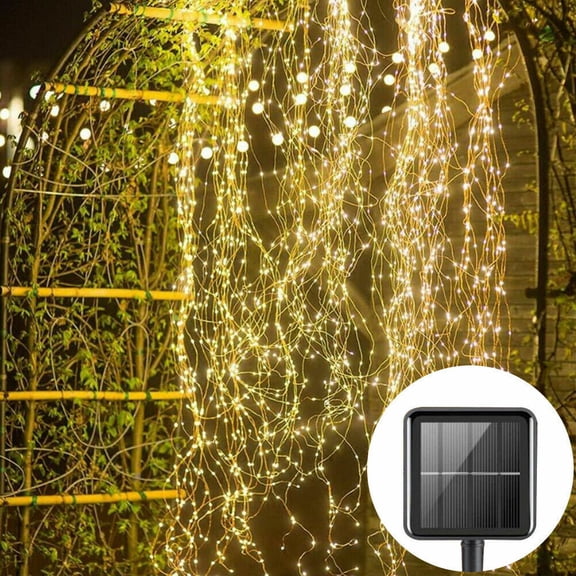 Solar Powered String Lights ,10 Strands 100 LEDs Hanging Vine Tree Lights, Waterproof Solar Waterfall Vine Branch Lights for Outdoor, Garden, Party,Christmas Tree Decor,Warm White