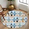 thumbnail image 3 of Blue Coastal Round Area Rug 5 FT, Non Slip Bedroom Rugs, Ocean Nautical Anchor Wood Barn Beach Washable Soft Circular Carpet Non-Shedding Floor Mat for Kitchen Dining Room Foyer Balcony Dorm, 3 of 8