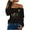 Black, variant on IROINNID Sales Women's Off-The-Shoulder Loose Comfortable Pullover Print Long Sleeve Trendy Blouses Tops,White