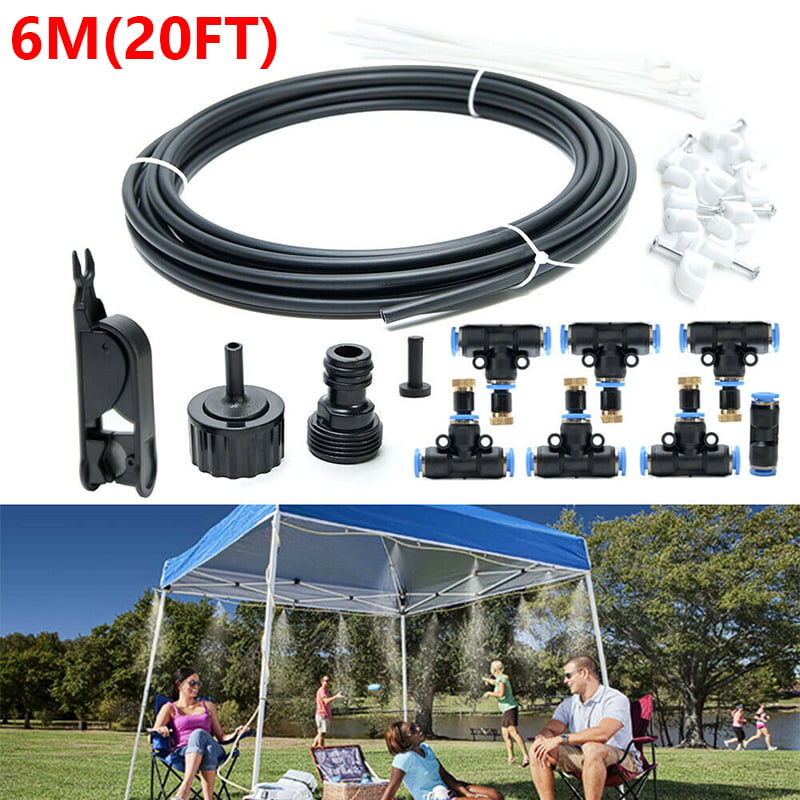 20-50FT Outdoor Misting Cooling System Garden Irrigation Water Mister Nozzles US
