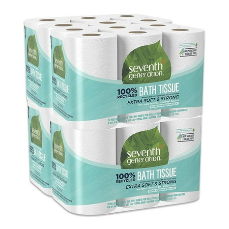 (4 Pack) Seventh Generation Toilet Paper Bath Tissue 100% Recycled Paper 12 Rolls