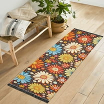 Yayeee Runner Rug for Bedroom 2'x6' Machine Washable Hallway Non Slip Mat, Blooming Flowers