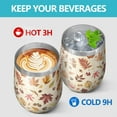 thumbnail image 4 of 12oz Stemless Wine Tumblers Fall Leaves Vacuum Insulated Stainless Steel Travel Tumbler Cups Mug with Lid and Straw for Champaign,Cocktail,Beer with Cleaning Brush, 4 of 5