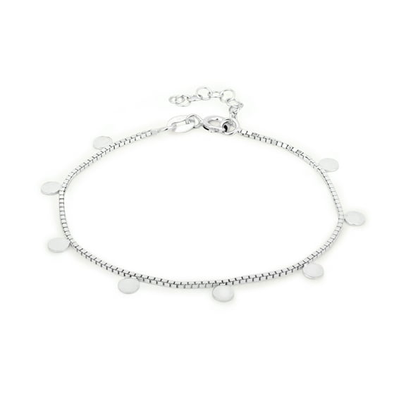 Vanbelle Sterling Silver Jewelry Dangling Multi-disc Charm Bracelet with Rhodium Plating for Women and Girls