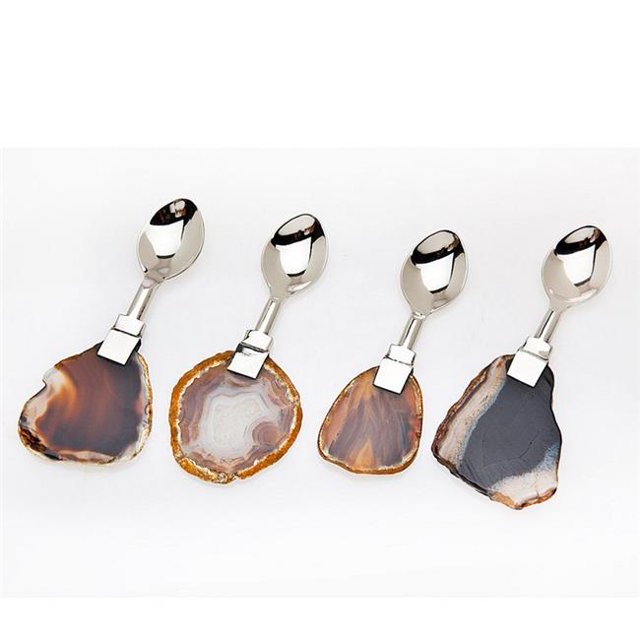 Godinger 70949 Cuillère à Dessert Manche Agate - Lot de 4