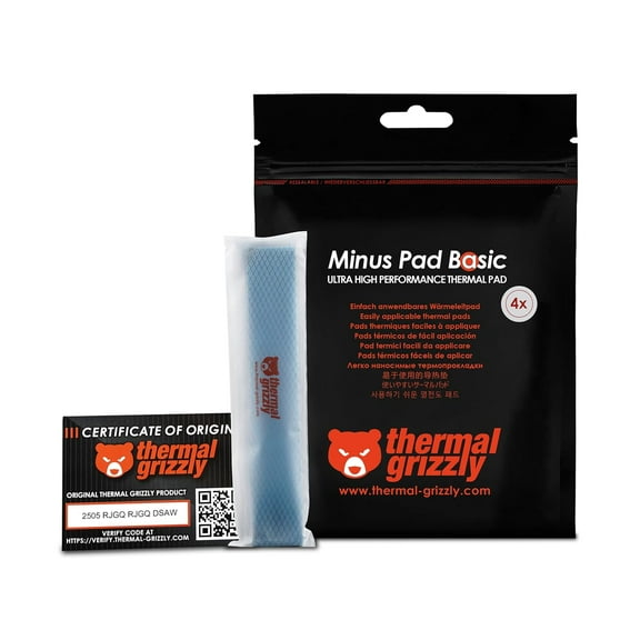 Thermal Grizzly TG-MP-B-120-20-10-4 Minus Pad Basic – 4-Pack Thermal Interface Pad, 120x20x1.0mm