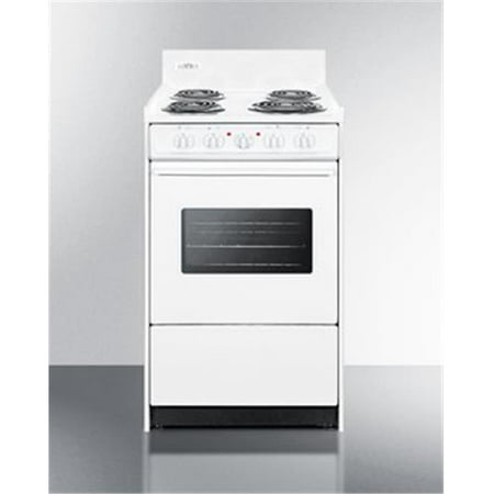 Summit Appliance WEM110W 20 in. Electric Range with Oven Window, Interior Light & Lower Storage Compartment, White