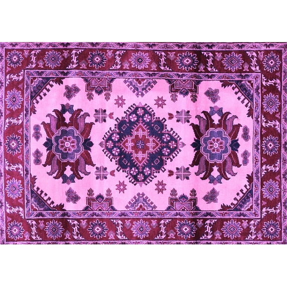 Ahgly Company Indoor Rectangle Geometric Purple Traditional Area Rugs, 2' x 3'