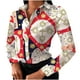 thumbnail image 2 of Pntutb Mujer Verano Moda Delgado Cuello en V Estampado Casual Manga completa tops Blusa Pntutb Pntutb-7536, 2 of 5