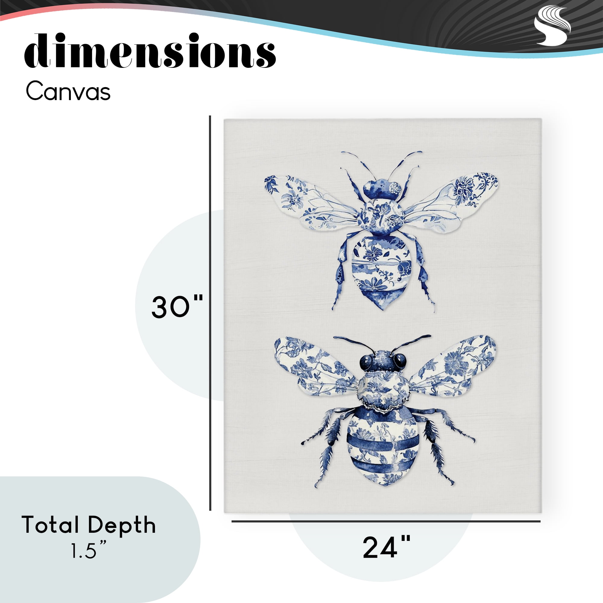 Toile Patterned Bees Canvas Wall Art, design by Lettered and Lined
