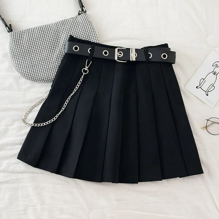 Punk Mini Skirt With Chain Belt Rock Girl Cheerleading Punk Mini Skirt With Chain Belt Rock Girl Cheerleading