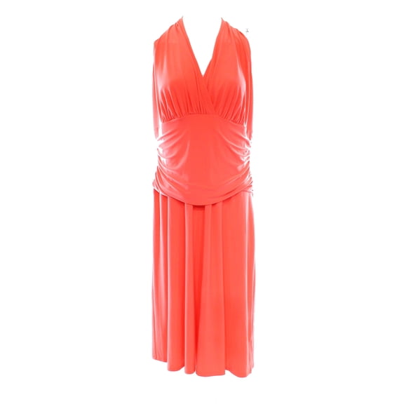 Nine West NEW Orange Coral Women's 14 Surplice Ruched Sheath Dress $109 #149