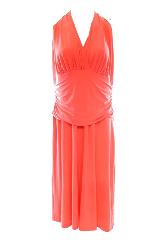 NEW Orange Coral Women's 14 Surplice Ruched Sheath Dress $109 #149