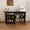 Black + Office + MDF, variant on Black 45.67'' 4-in-1 Folding Sewing Table with Lockable Wheels – Multi-Functional Craft Station, End Table, Computer Desk & Kitchen Storage with Shelves, Rolling Sewing Machine Table for Apartments