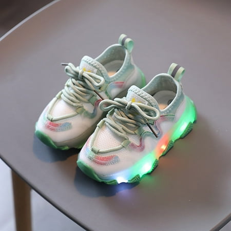

Toddler Kids Girls Boys Mesh LED Light Sneakers Sport Lace Up Shoes