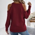 thumbnail image 6 of FAHUOMU Womens Cold Shoulder Crewneck Sweaters Long Sleeve Loose Fit Soft Cable Knit Jumper Tops Sexy Fashion Fall Winter Clothing, 6 of 9