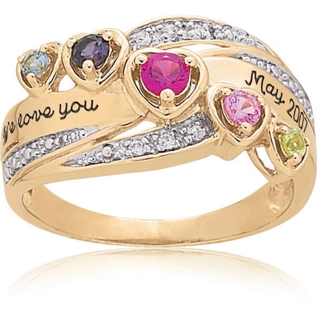 Personalized Family JewelryáBirthstone Heart's Journey Mother's Ring available in Sterling Silver, Gold and White Gold