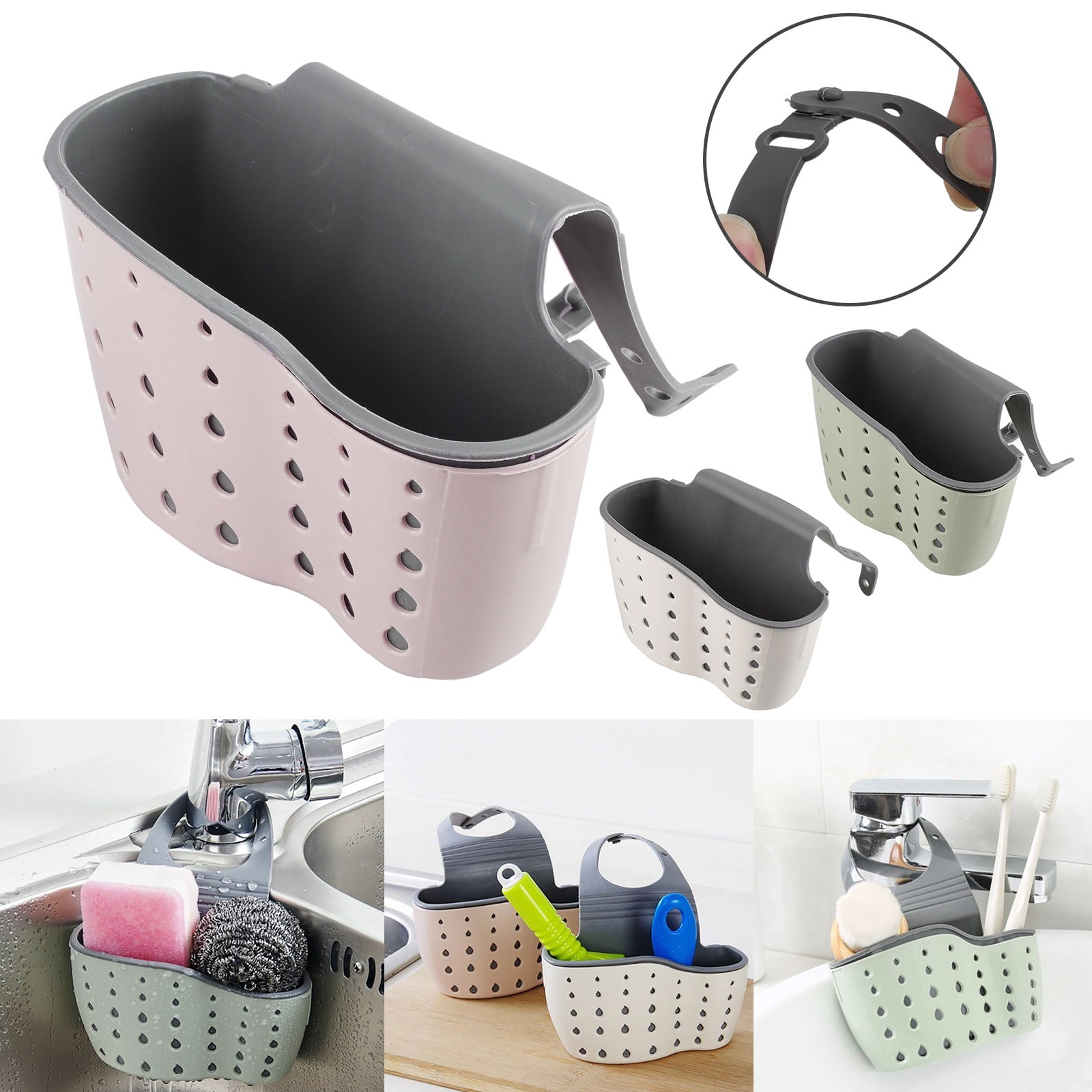 Sink Caddy Hanging Sponge Holder, EEEkit Adjustable Rubber Sink Drainer