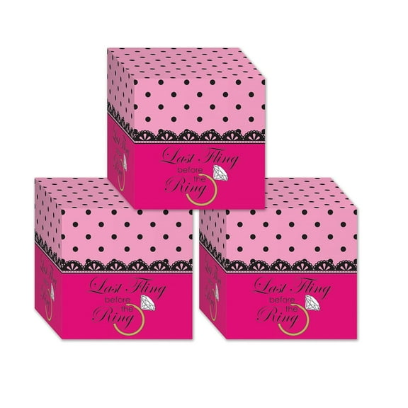 Beistle Club Pack of 36 Decorative Pink and Black Bachelorette Party Favor Boxes 3.25"