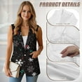 thumbnail image 6 of Uorisanigo Christmas Snowflake Vests for Women Open Front Women's Sleeveless Vest Blazer Lightweight Blazer Vest Elegant Outerwear Size 4XL, 6 of 7