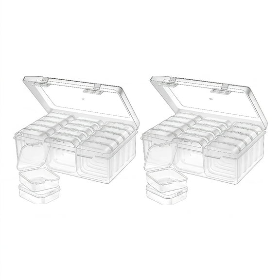 30-Piece Clear Plastic Beading Storage Containers | Mini Small Organizer Box with Hinged Lid for Jewelry Making & Craft Organization