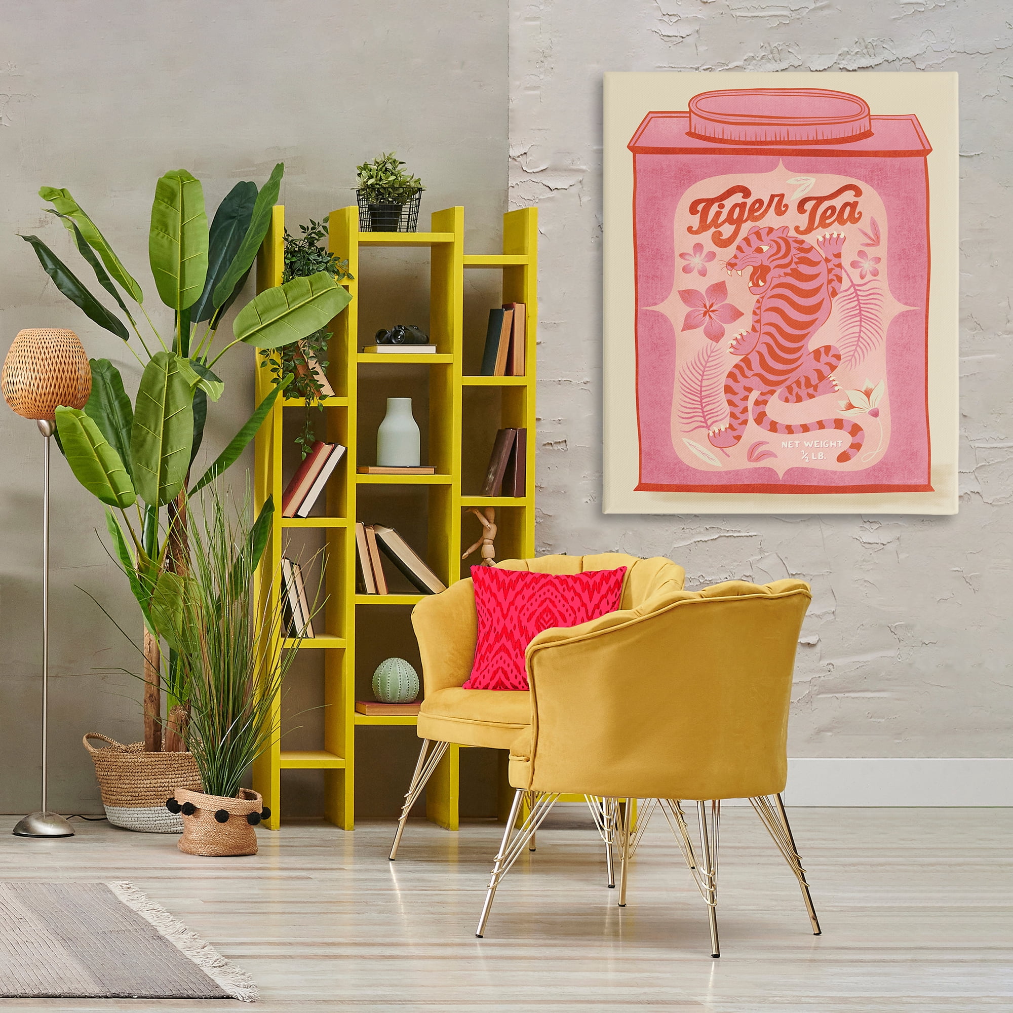 Stupell Industries Tiger Tea Tropical Tin Food & Beverage Painting Wrapped Canvas Art Print Wall Art, 36 x 48