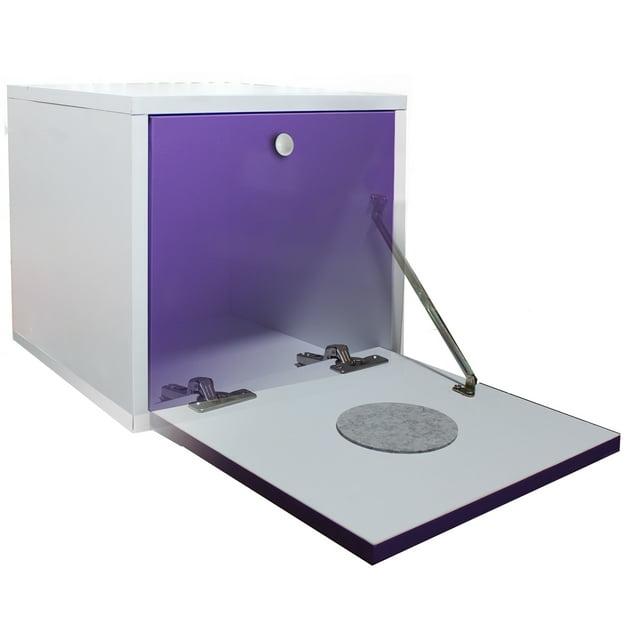 Buro Flotante Recamara Mdf Luz Led Ensamblado Morado