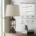 thumbnail image 6 of Farmhouse Rustic Table Lamps Set of 2 with USB Ports & Touch Control Dimmable LED Lights, Nightstand Lamps with Night Lights for Bedroom & Living Room (2700K Bulbs Included), 6 of 6
