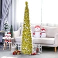 thumbnail image 1 of Sequin Tinsel Popup Folding Christmas Tree Artificial Xmas Tree Holiday Party Home Decoration 5Ft, 1 of 5