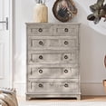thumbnail image 3 of Joaxswe 6-Drawer Dresser Chest Tall Drawers Wood Cabinet for Bedroom, Hallway, Grey Oak, 3 of 8