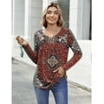 thumbnail image 5 of Zeagoo Womens Tops Dressy Casual Beach Vacation Clothes for Women Business Casual Long Shirts V Neck Tee Shirt Ladies Top and Blouses Ethnic Style, 5 of 7