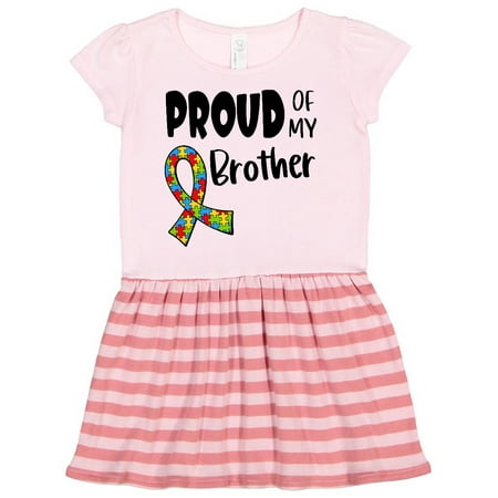 

Inktastic Proud of my Brother Autism Awareness Puzzle Piece Ribbon Gift Toddler Girl Dress