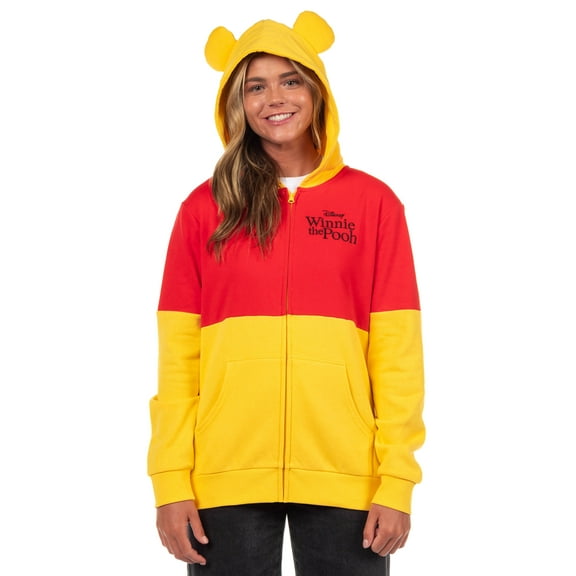 Disney Winnie the Pooh Hoodie Juniors Character Hooded Costume Zip Up Sweater