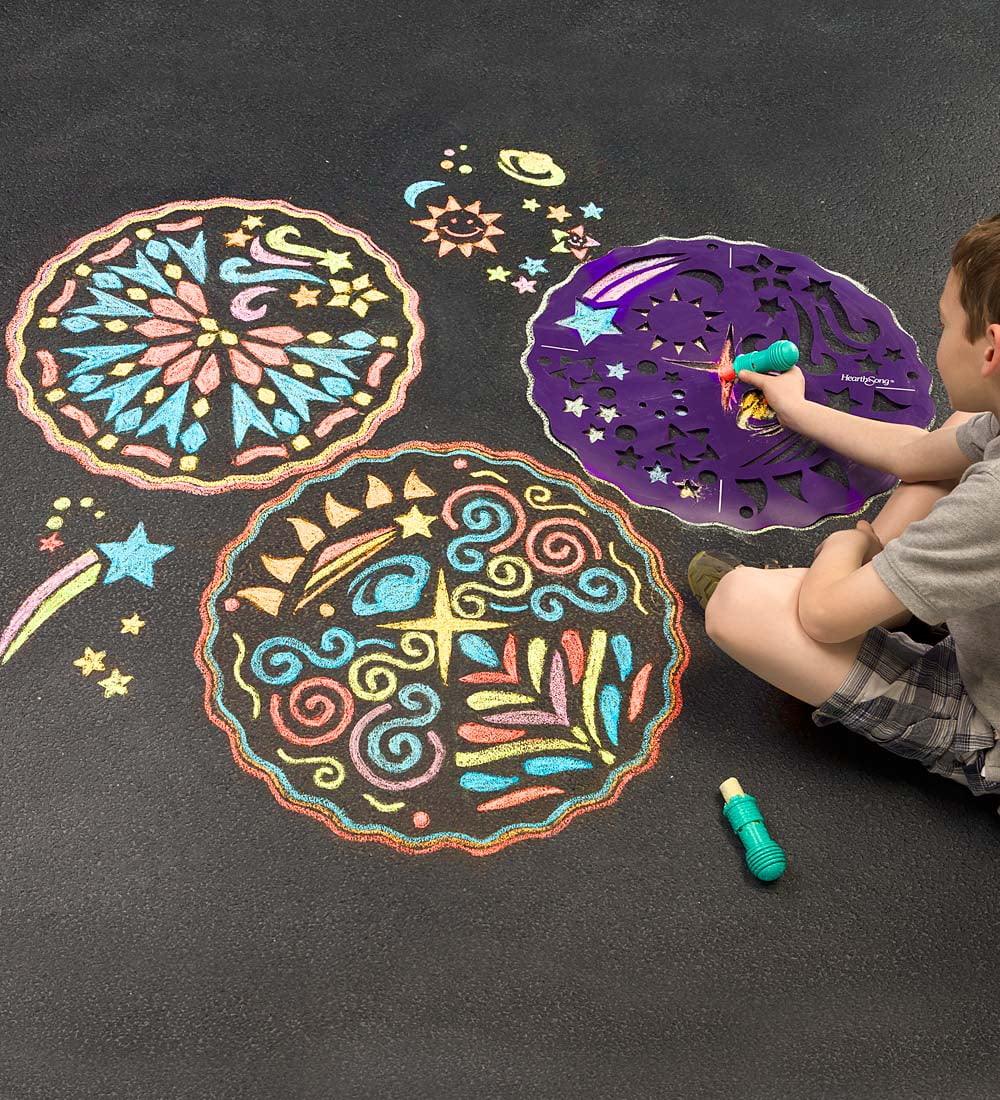 Set of 2 ChalkScapes Mandalas Stencils for Kids Chalk Play, Butterfly