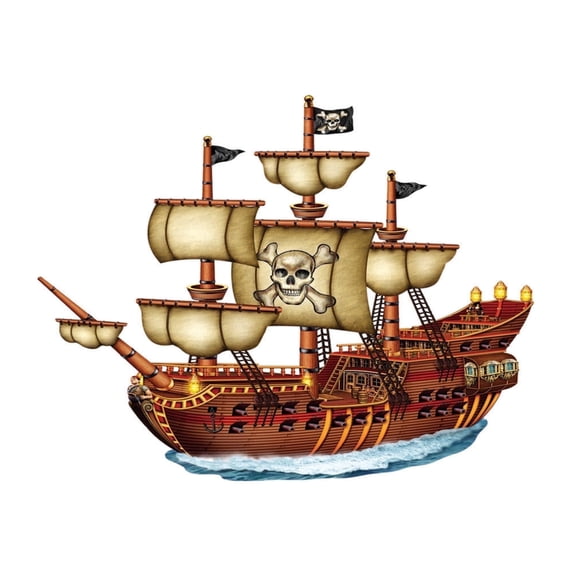 Pirate Ship Birthday Edible Image Cake Topper for Quarter Sheet Cake, by Tnct. (1 Count).