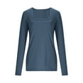 thumbnail image 3 of DAFPZW Long Sleeve Shirts for Women Slim Fit Square Neck Basic Tops with Thumb Holes Soft Classic Solid Going Out Tops, 3 of 9