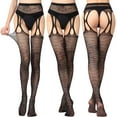 thumbnail image 1 of Collants Aguichant pour Femmes, Jarretelles, Super Élastiques, Maille Ouverte, Bas Résille Extensibles, Confortables, à la Mode, 1 of 2